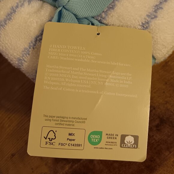 Martha Stewart Collection - Striped Nautical Hand Towel - Frozen Pond - Picture 4 of 10